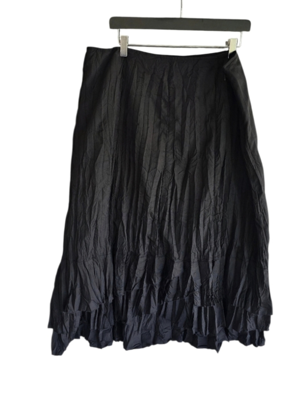 Tribal Black Maxi Skirt 14 Twist Crinkle Bohemian Long Skirt